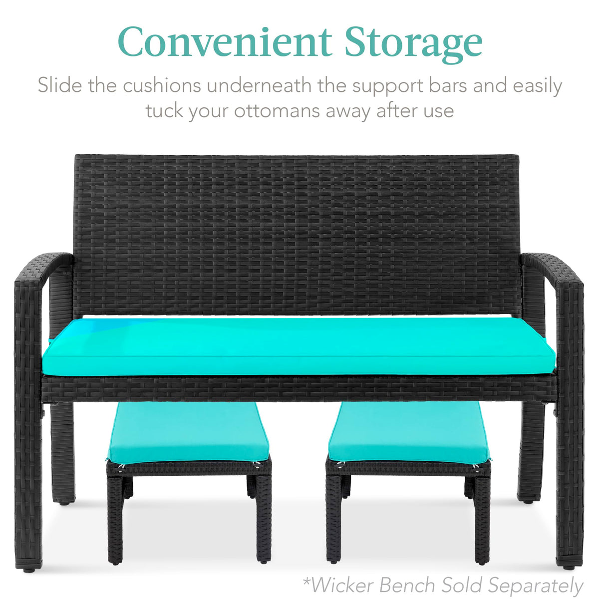 Set of 2 Wicker Ottomans with Removable Cushions R4220