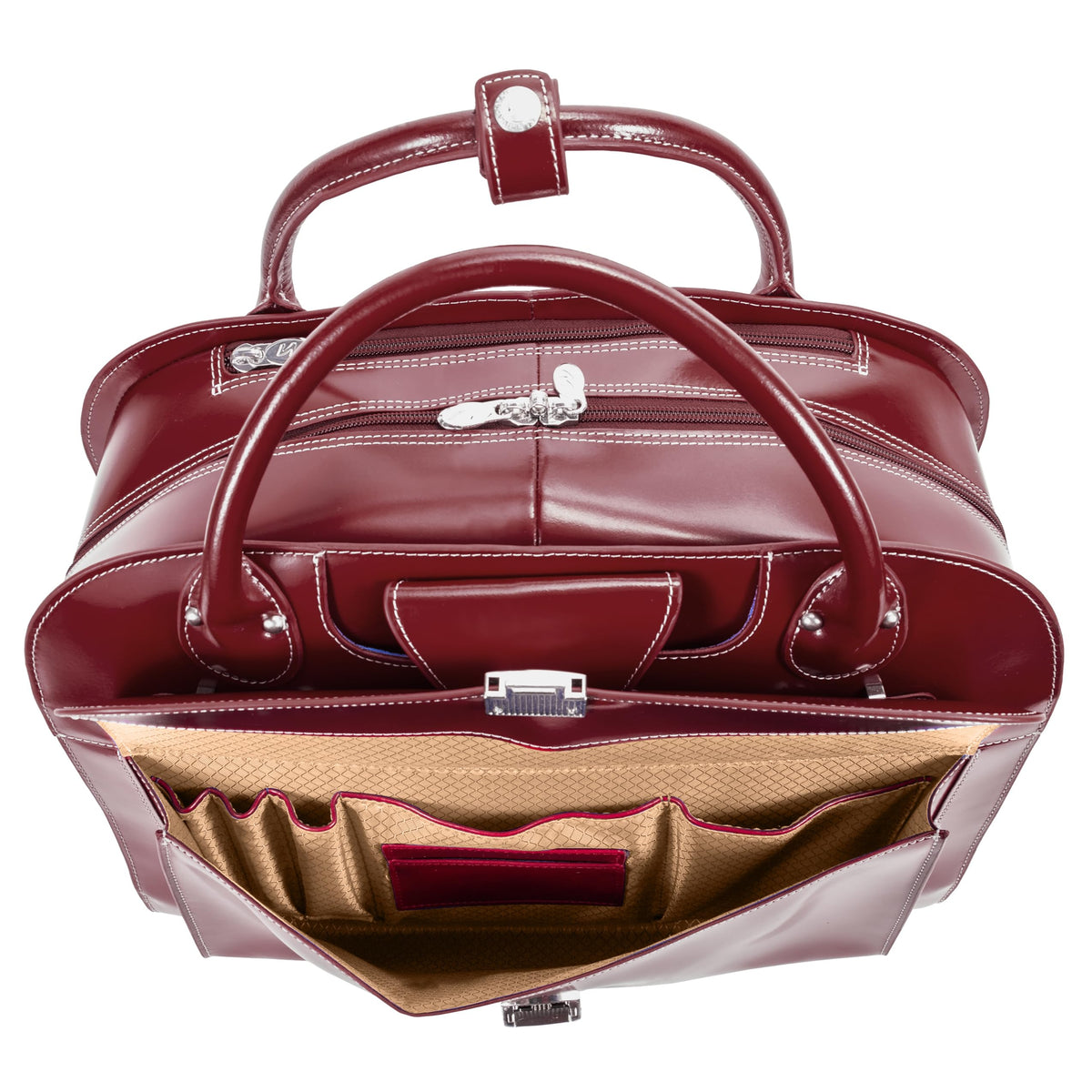15" Leather Wheeled Laptop Briefcase Bag P403