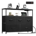 Black 5 Drawer Fabric Dresser O539644