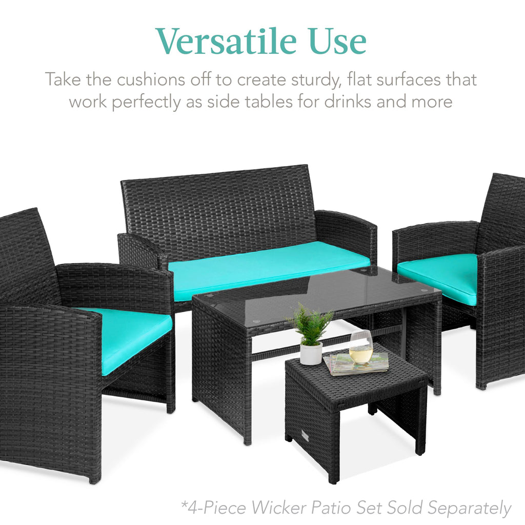 Set of 2 Wicker Ottomans with Removable Cushions R4220