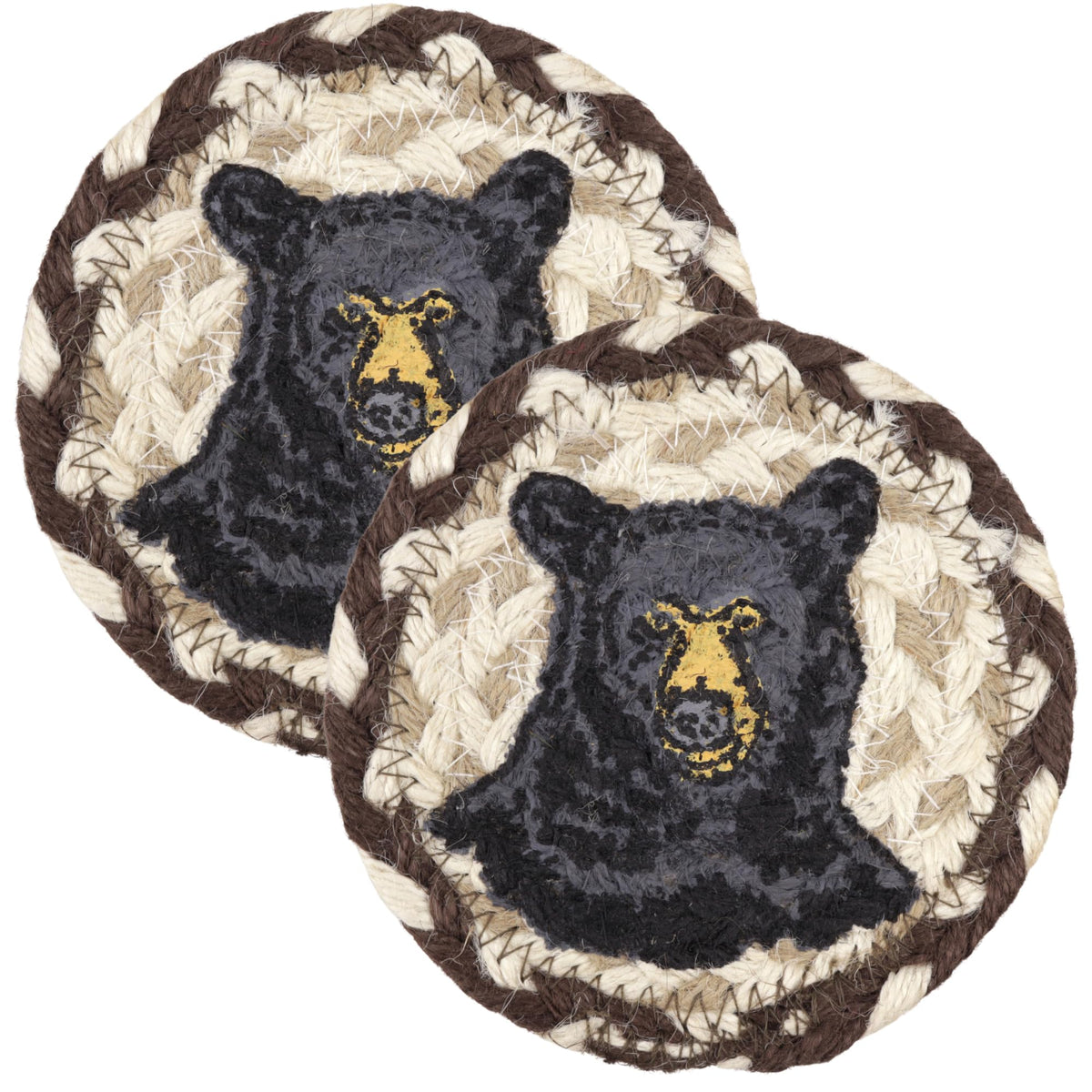 Black Braided Jute Woven Coasters Set of 2 P99588