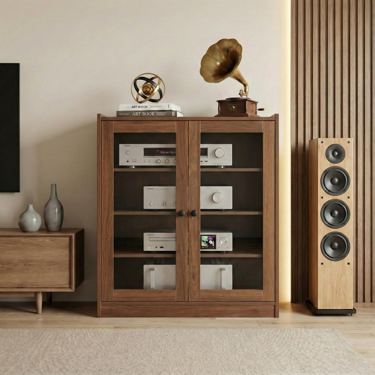 Audio Stereo Cabinet with Glass Doors R294835