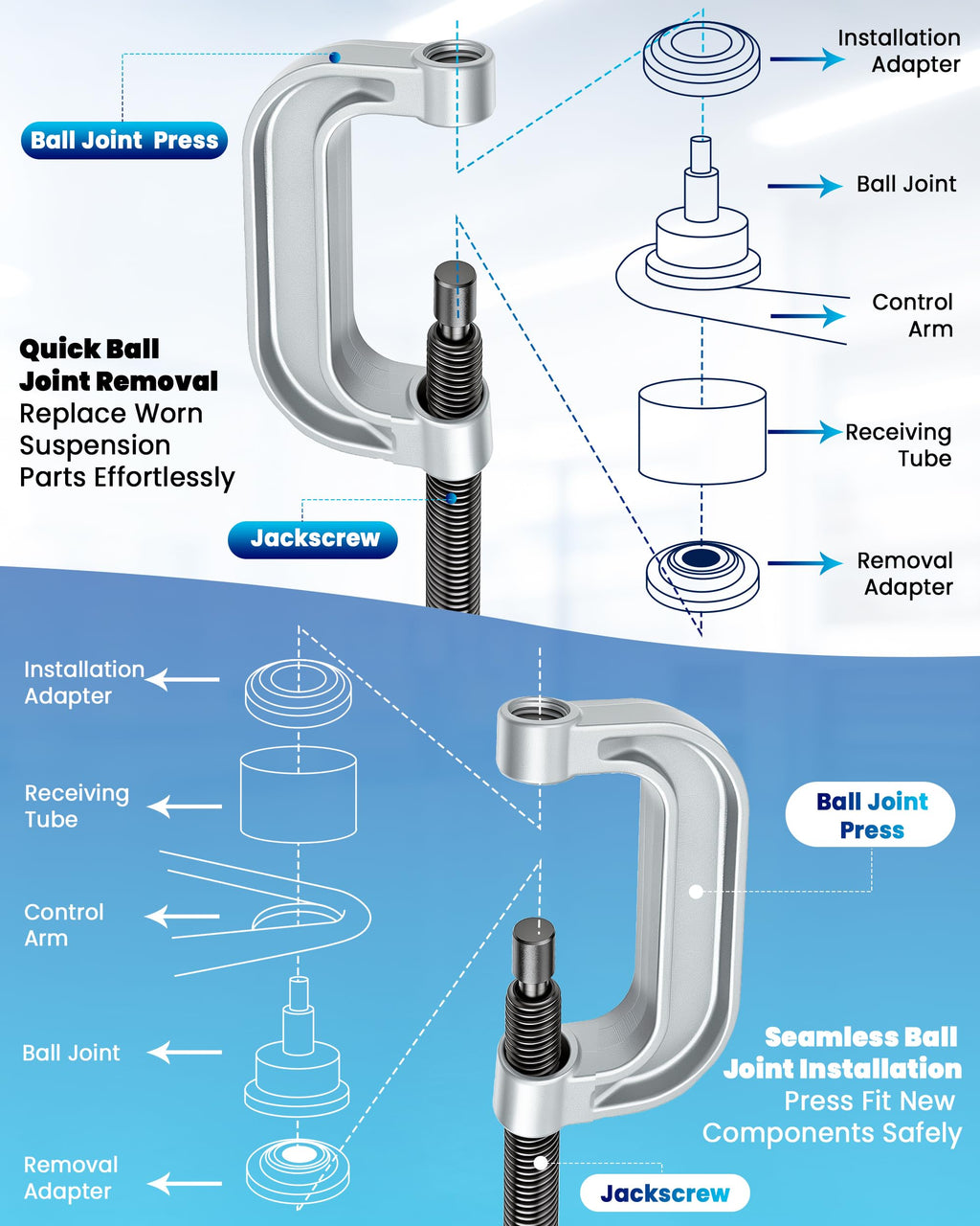10pcs Ball Joint Press Kit U Joint Removal Tool T14710