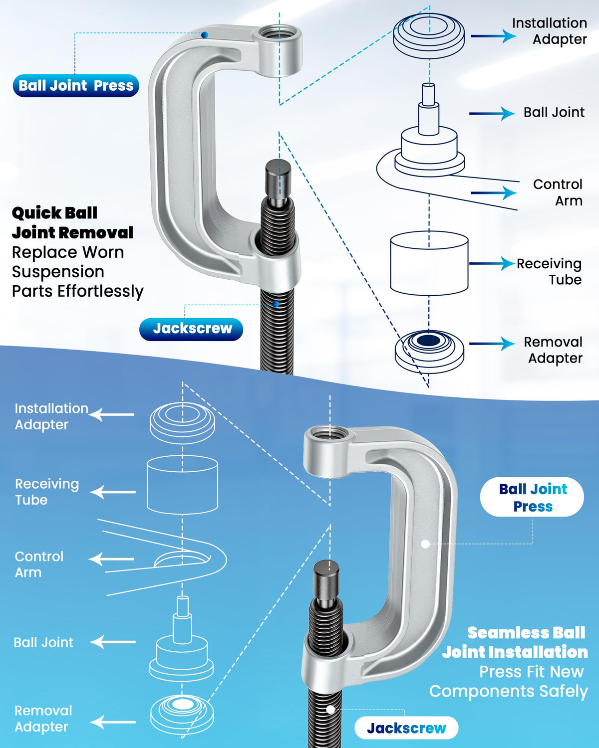 10pcs Ball Joint Press Kit U Joint Removal Tool T14710