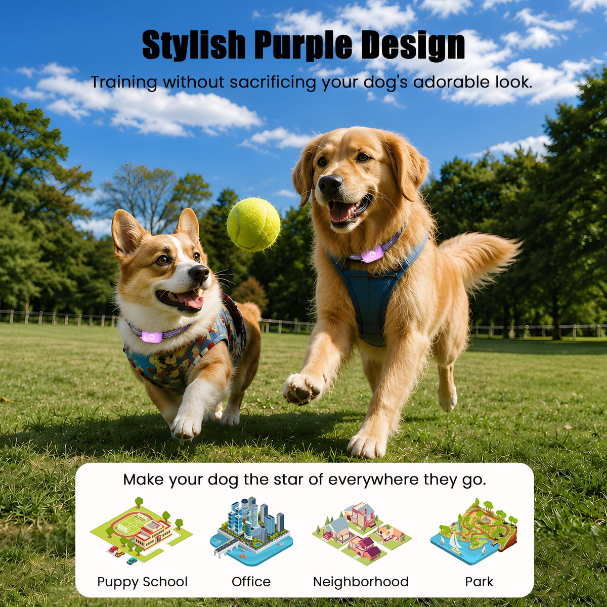 Dog Training Collar with Remote Purple D828