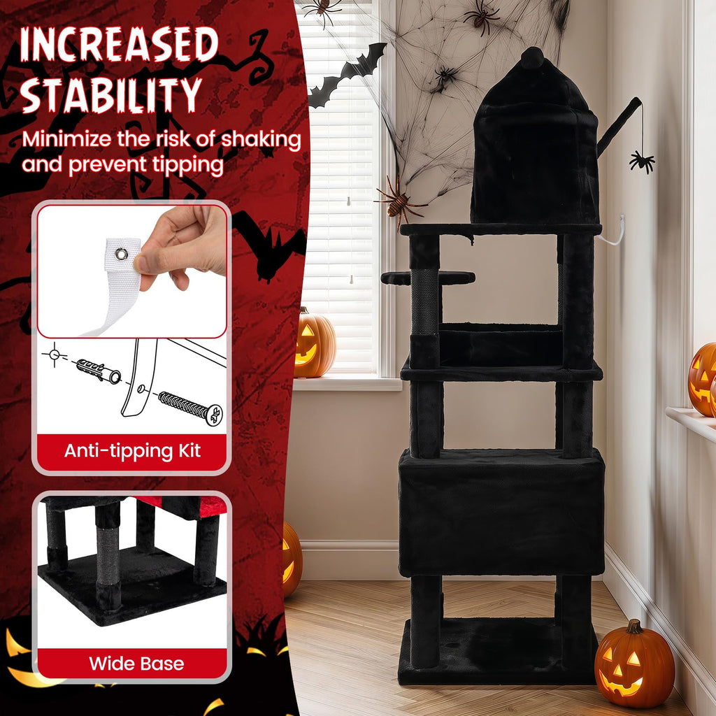 70-inch Multi-Level Black Cat Tree A139382