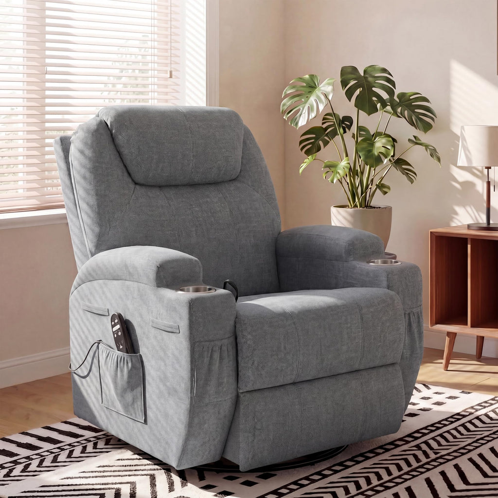 Small Swivel Rocker Recliner with Massage K11587