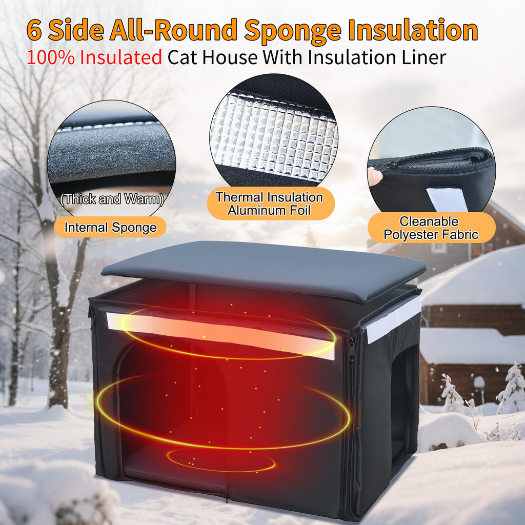 Insulated Outdoor Cat House with Liner W5701