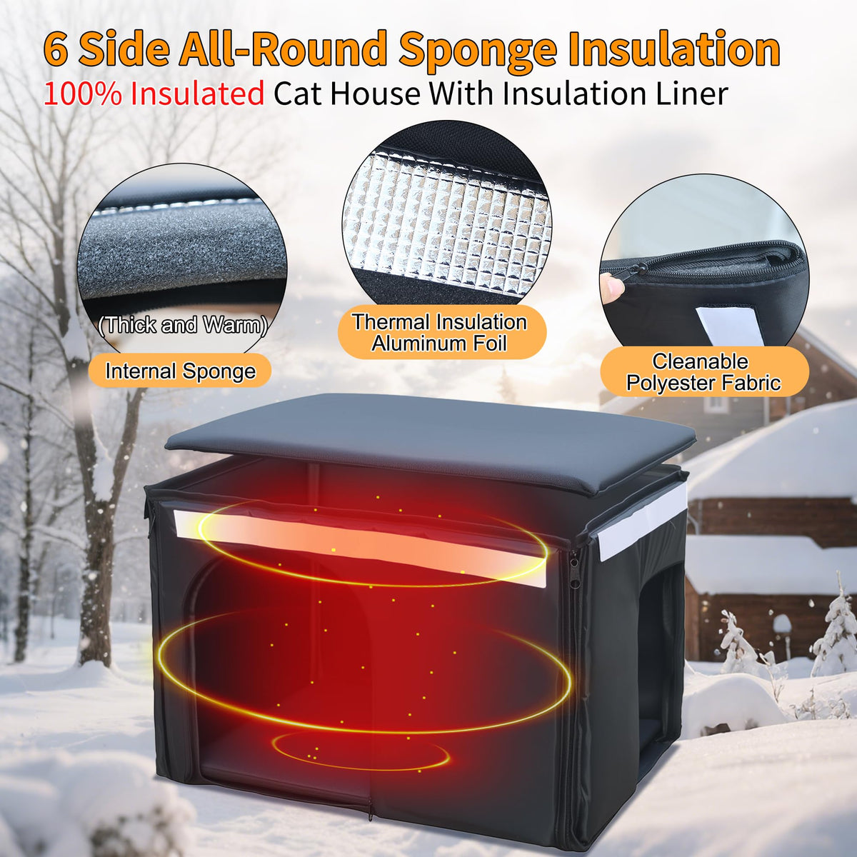 Insulated Outdoor Cat House with Liner W5701