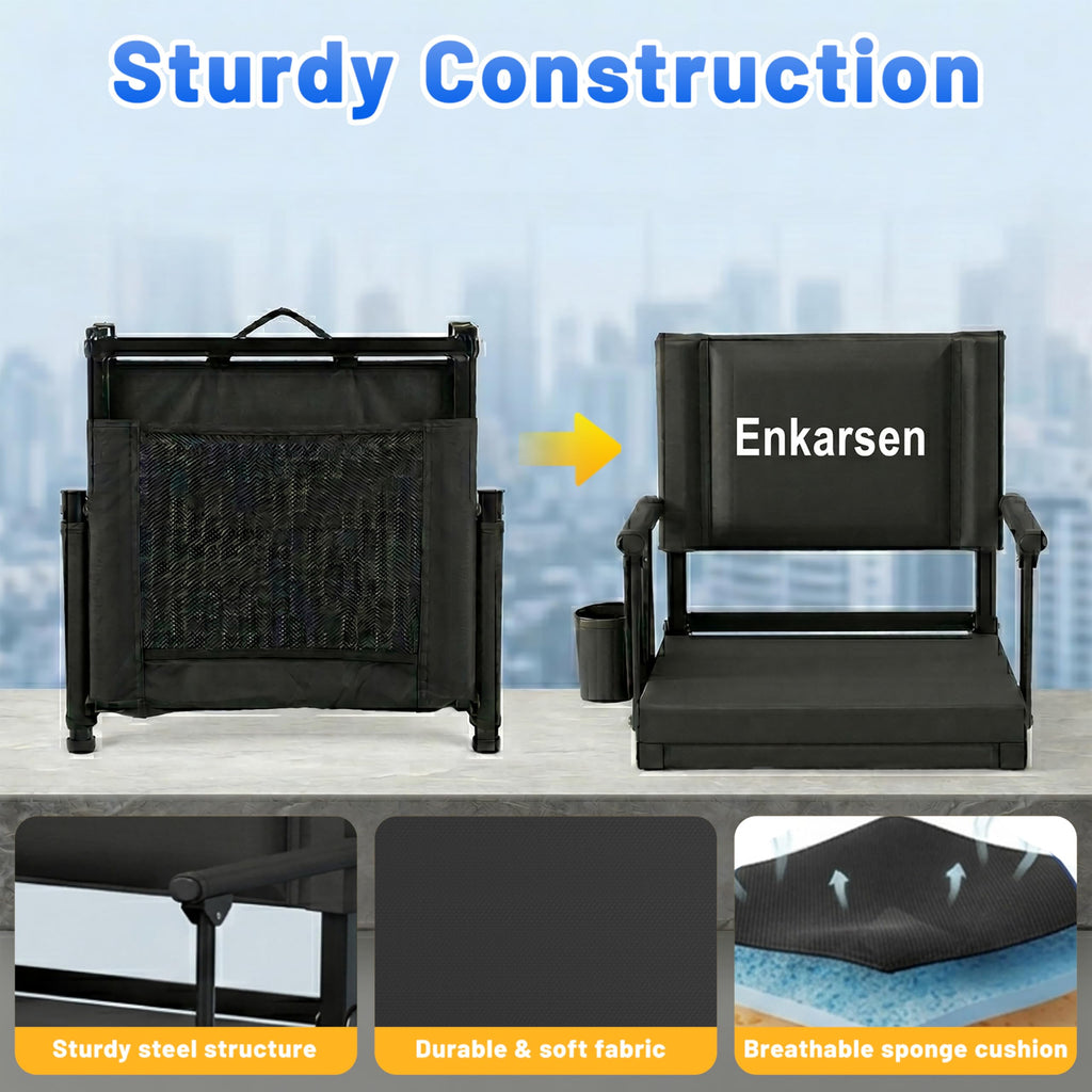 Portable Stadium Seat with Armrests & Cup Holder I7048