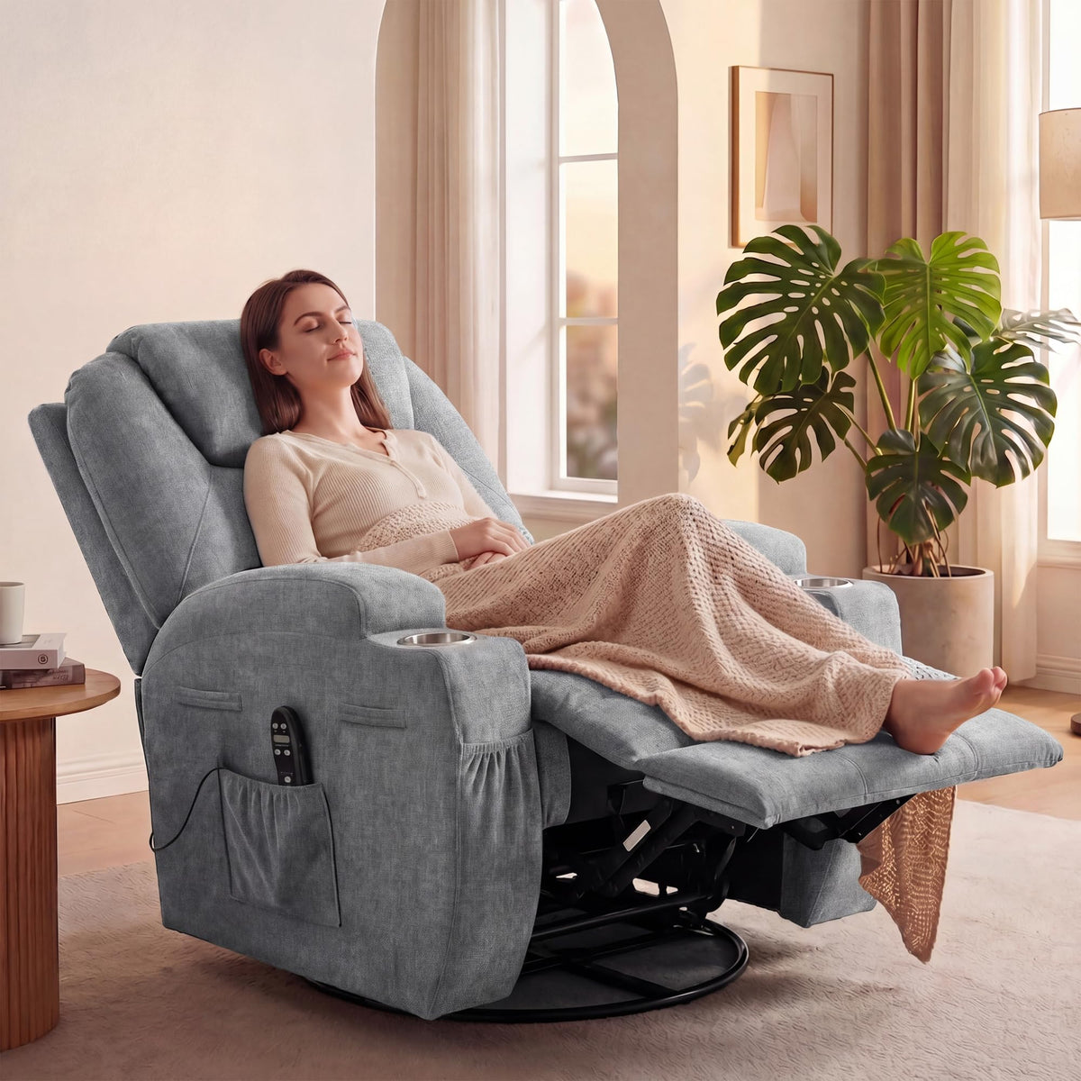 Small Swivel Rocker Recliner with Massage K11587