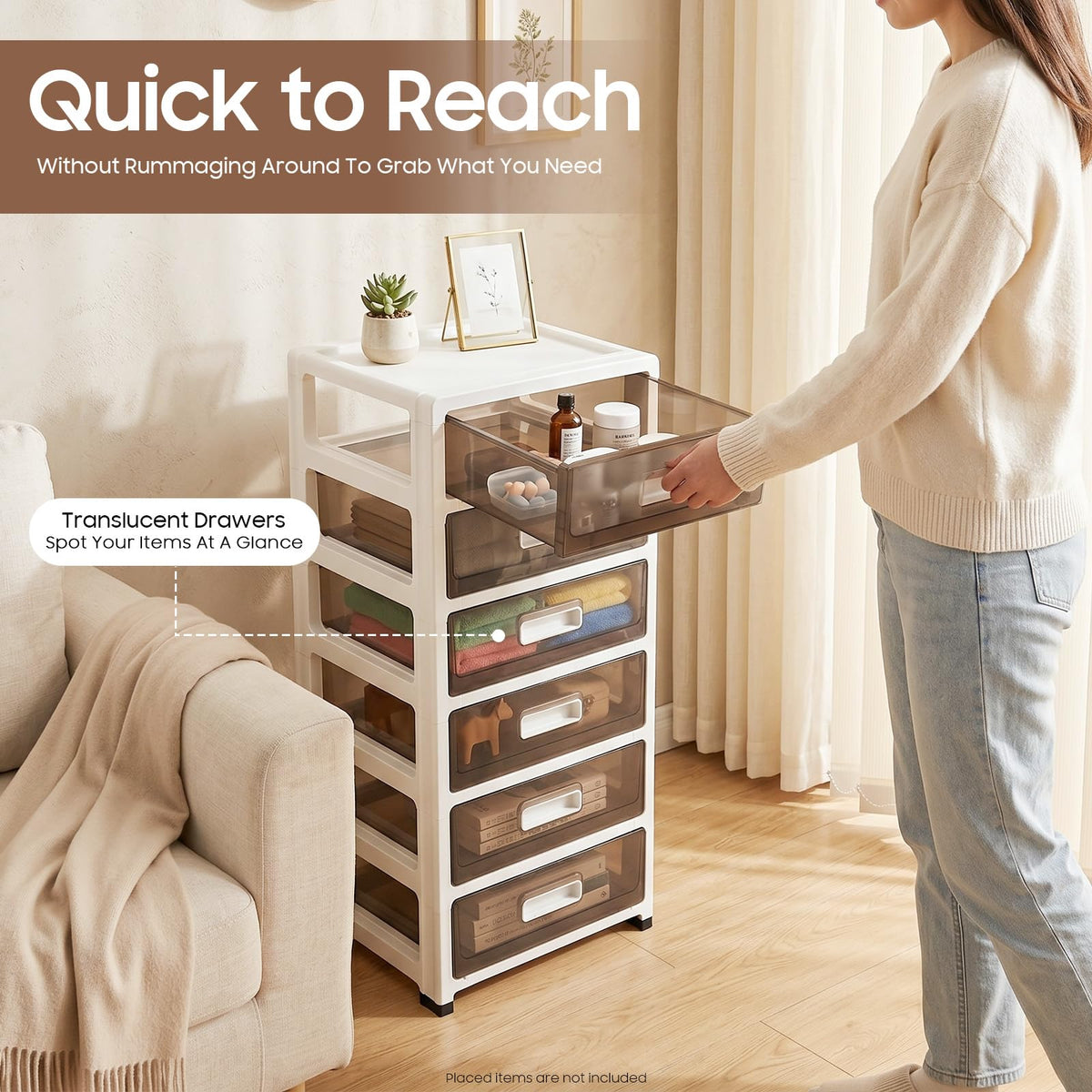 6-Tier Clear Plastic Storage Organizer Cart with Wheels U684