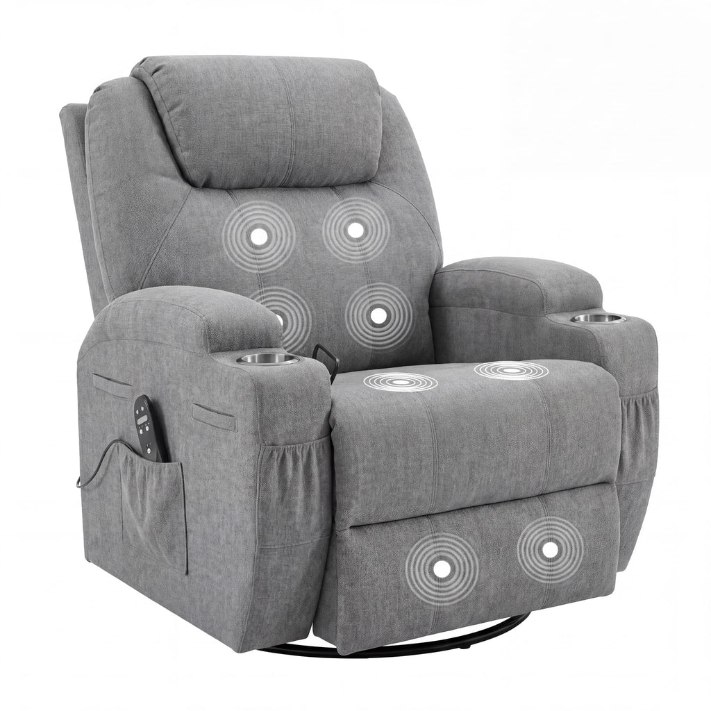 Small Swivel Rocker Recliner with Massage K11587