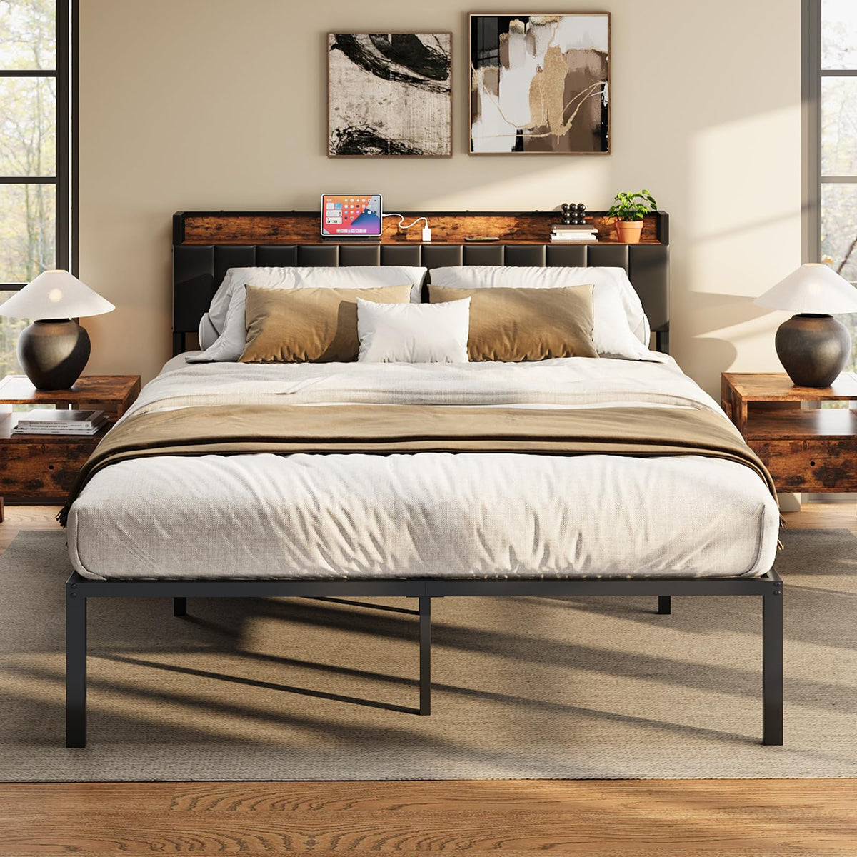 Queen Bed Frame with Upholstered Headboard M301239