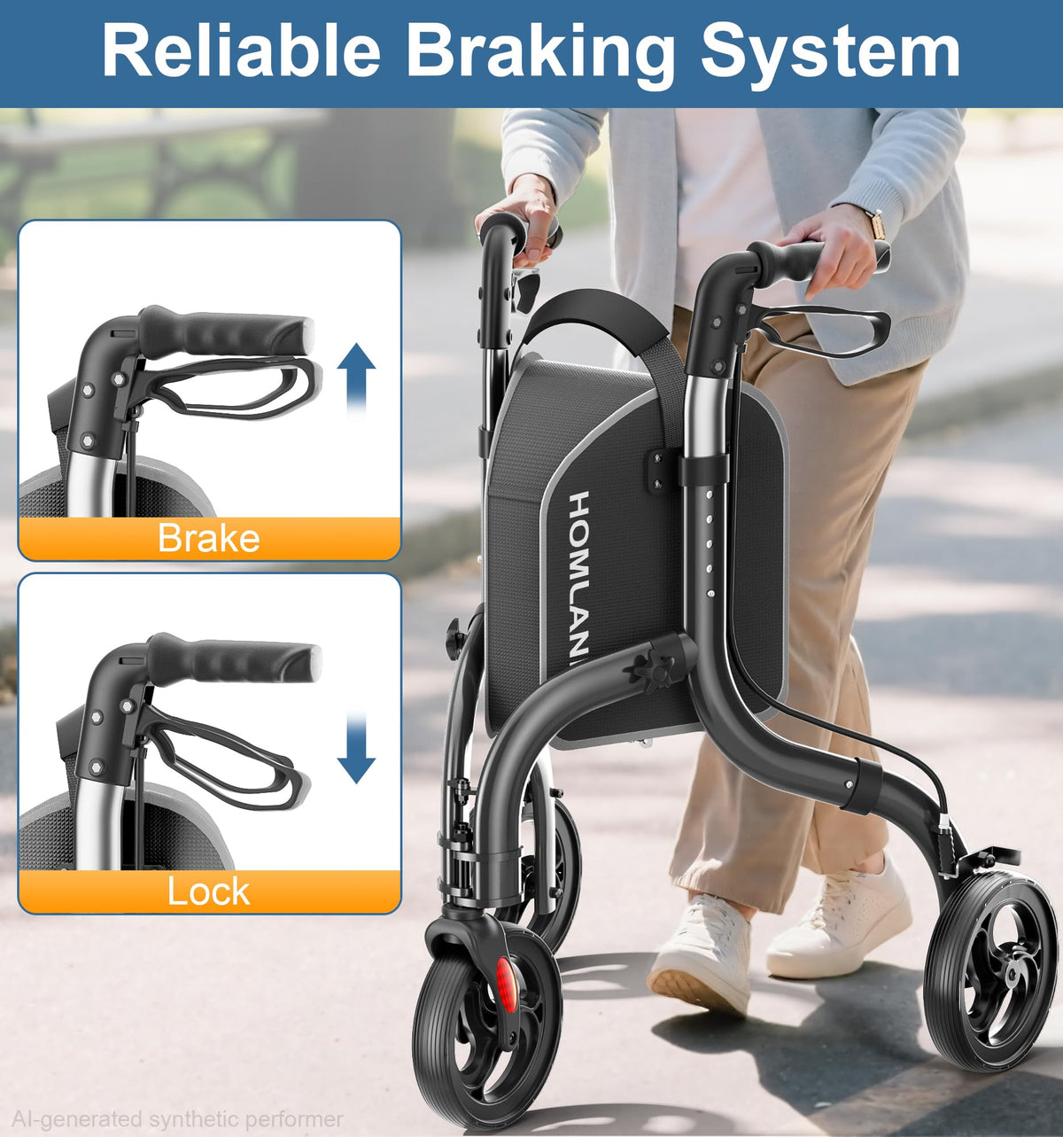 Foldable 3 Wheel Walkers Lightweight Aluminum Frame O290510