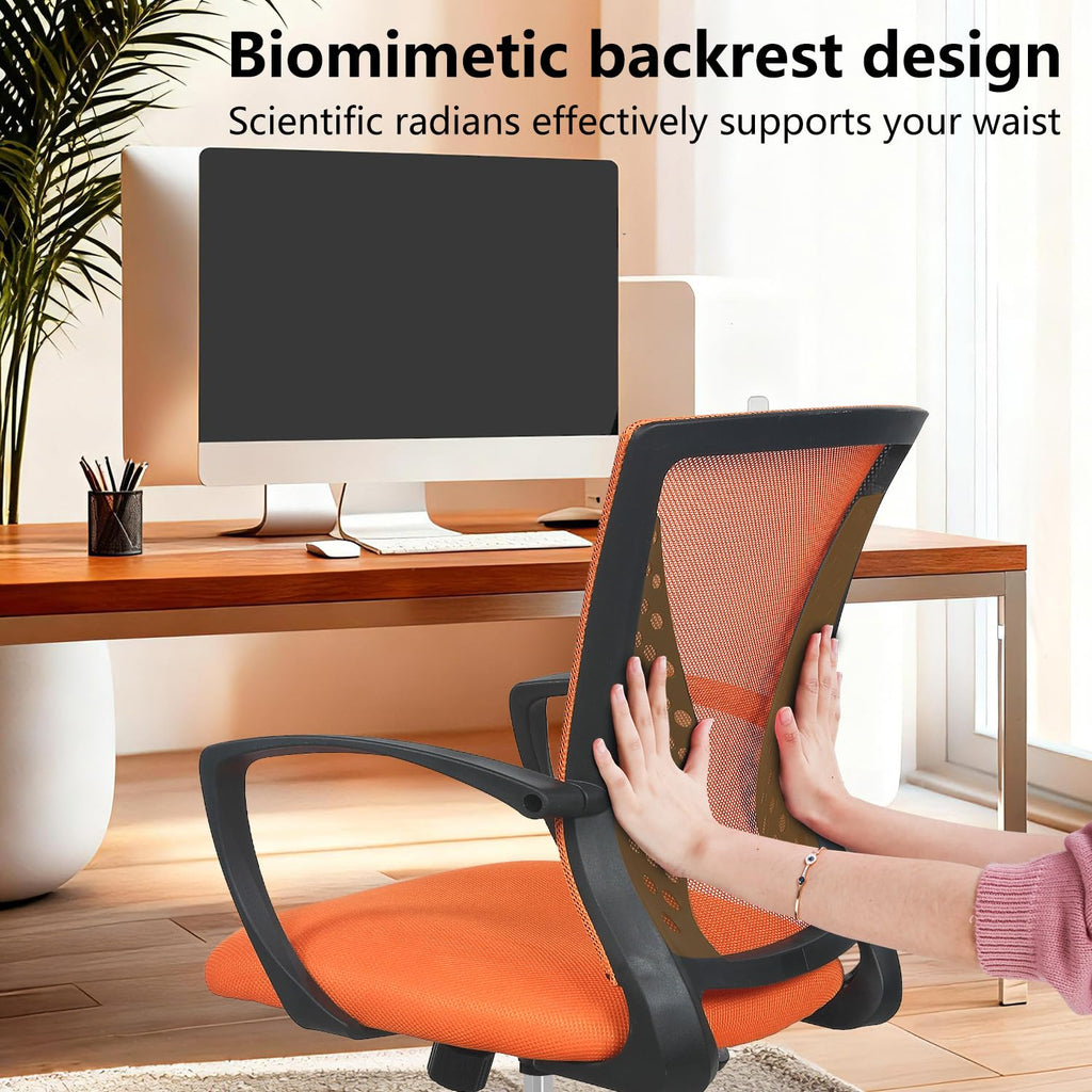 Orange Mesh Ergonomic Office Chair with Lumbar Support and Armrest V9985