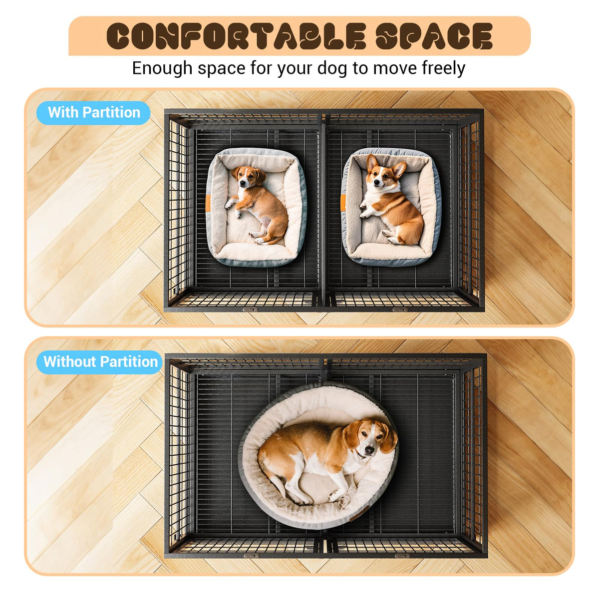 48 Inches Heavy Duty Metal Dog Crate with Divider and Wheels Q36269