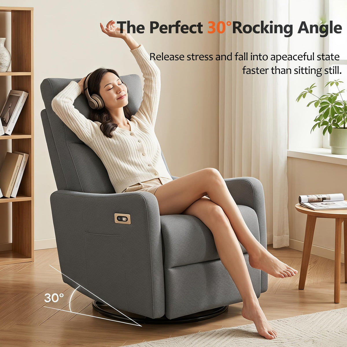 Small Power Swivel Rocker Recliner Chair L9926