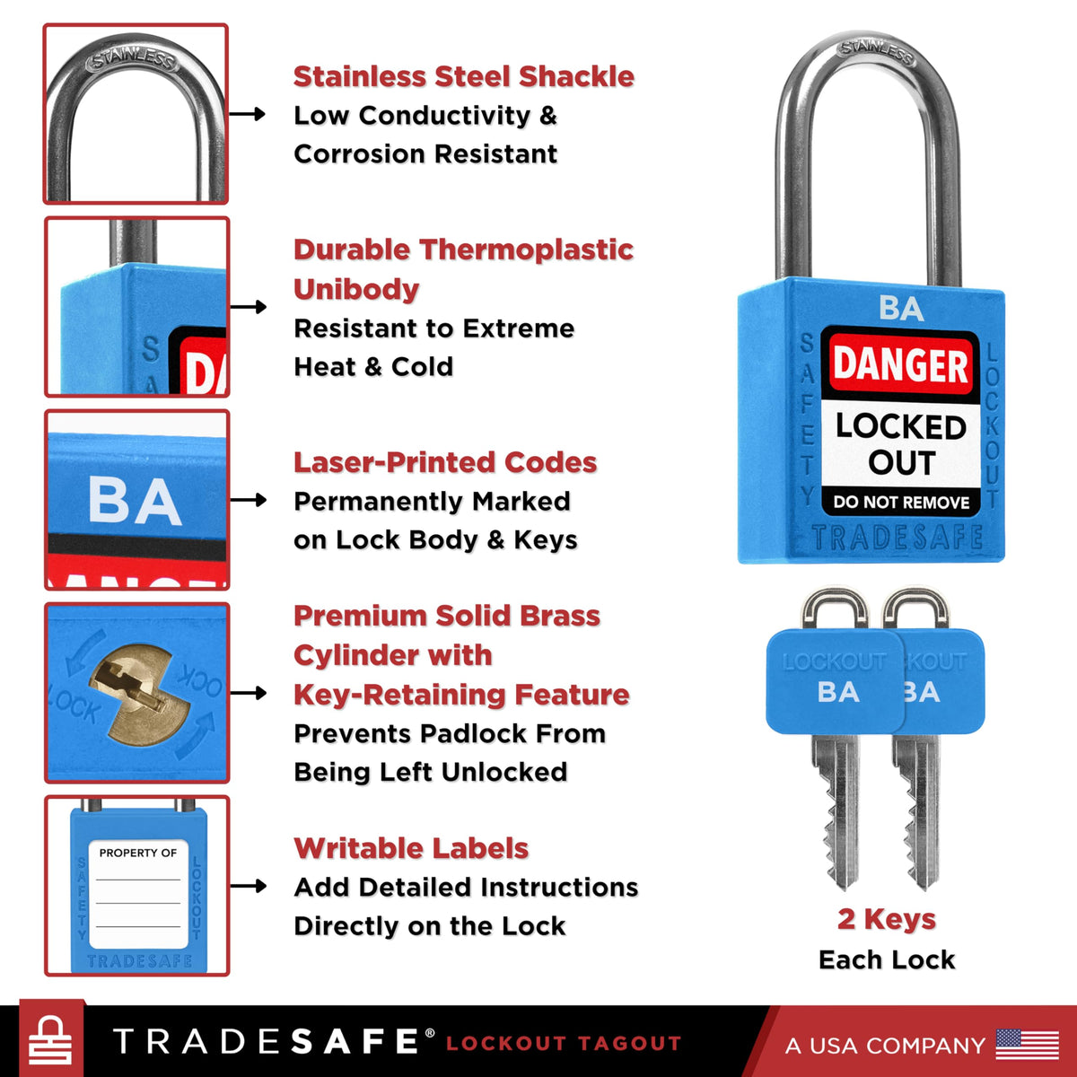 10 Blue Keyed Alike Locks T45589