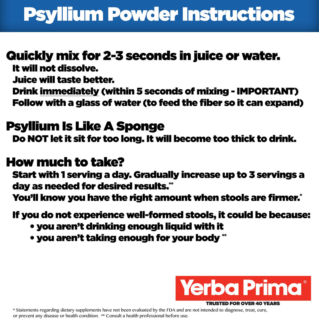 Psyllium Husks Powder 12 oz Fiber Supplement E45895