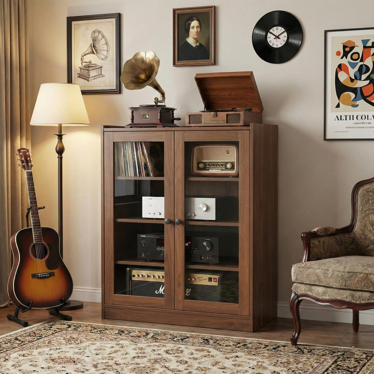 Audio Stereo Cabinet with Glass Doors R294835