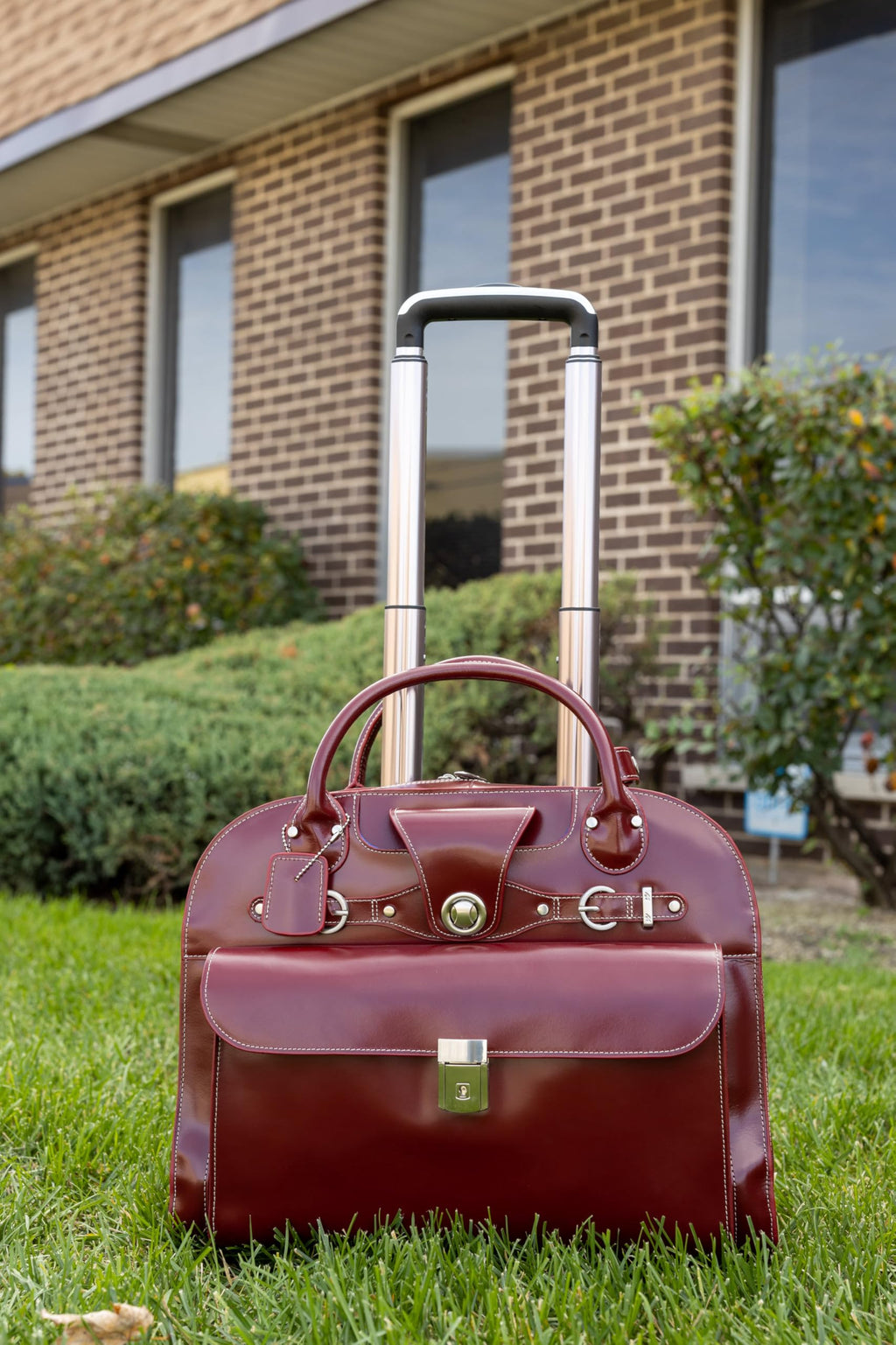 15" Leather Wheeled Laptop Briefcase Bag P403