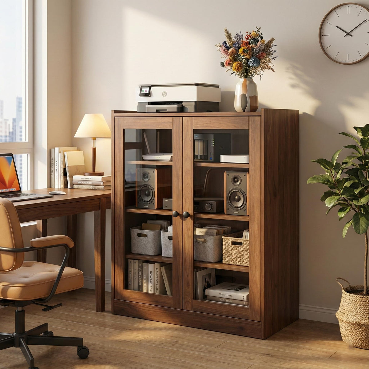 Audio Stereo Cabinet with Glass Doors R294835