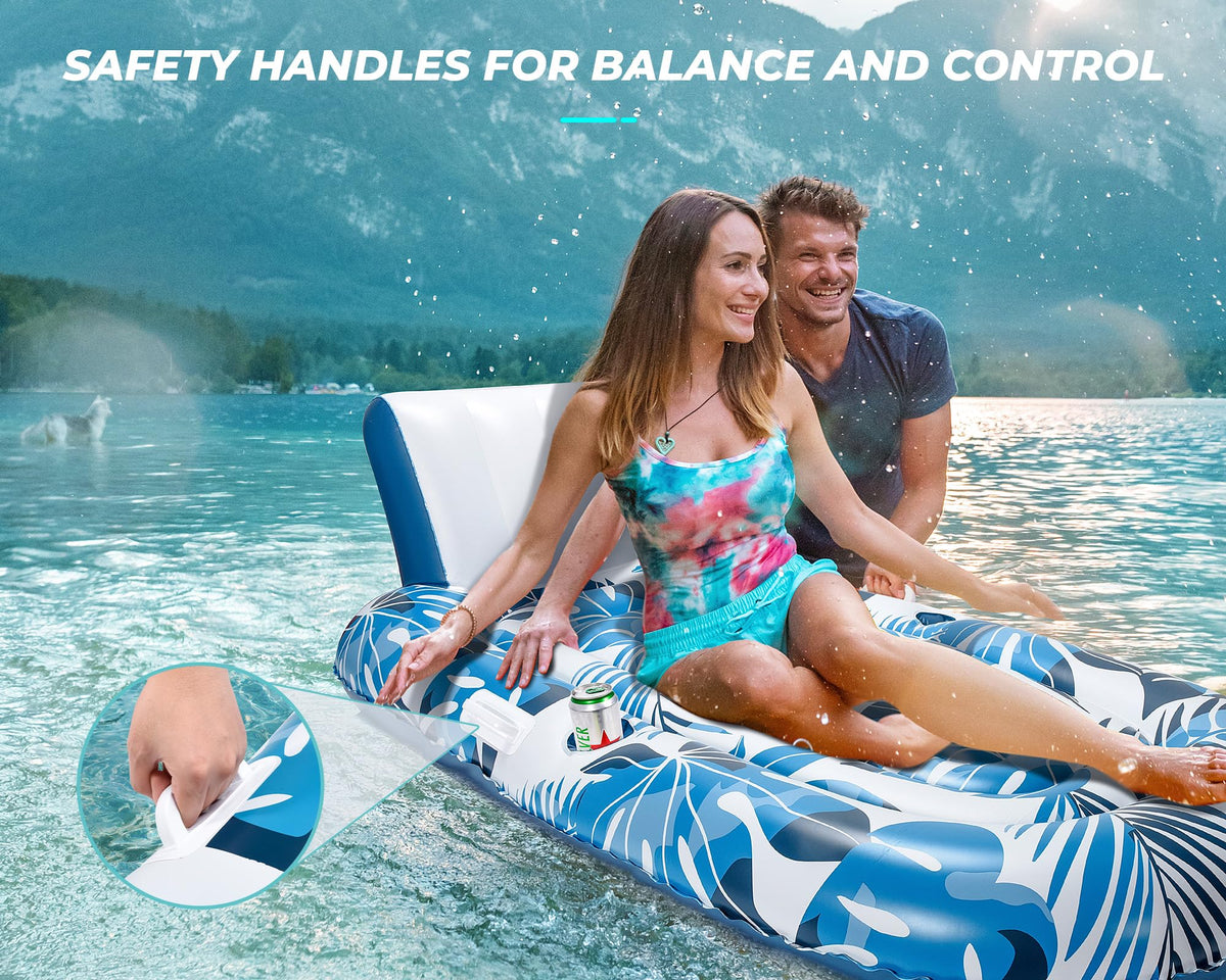 Inflatable Pool Lounger with Cupholder Backrest W45314