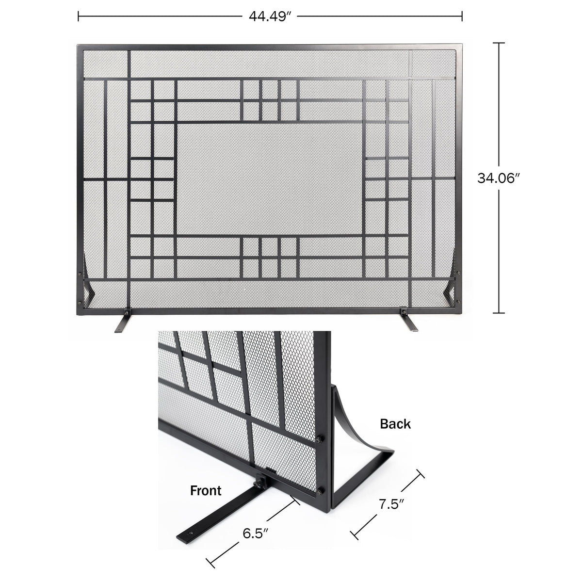 Single Panel Fireplace Screen with Mesh Spark Guard H12863