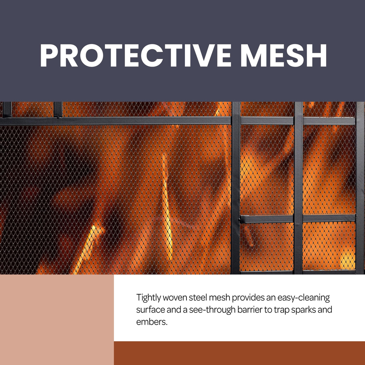 Single Panel Fireplace Screen with Mesh Spark Guard H12863