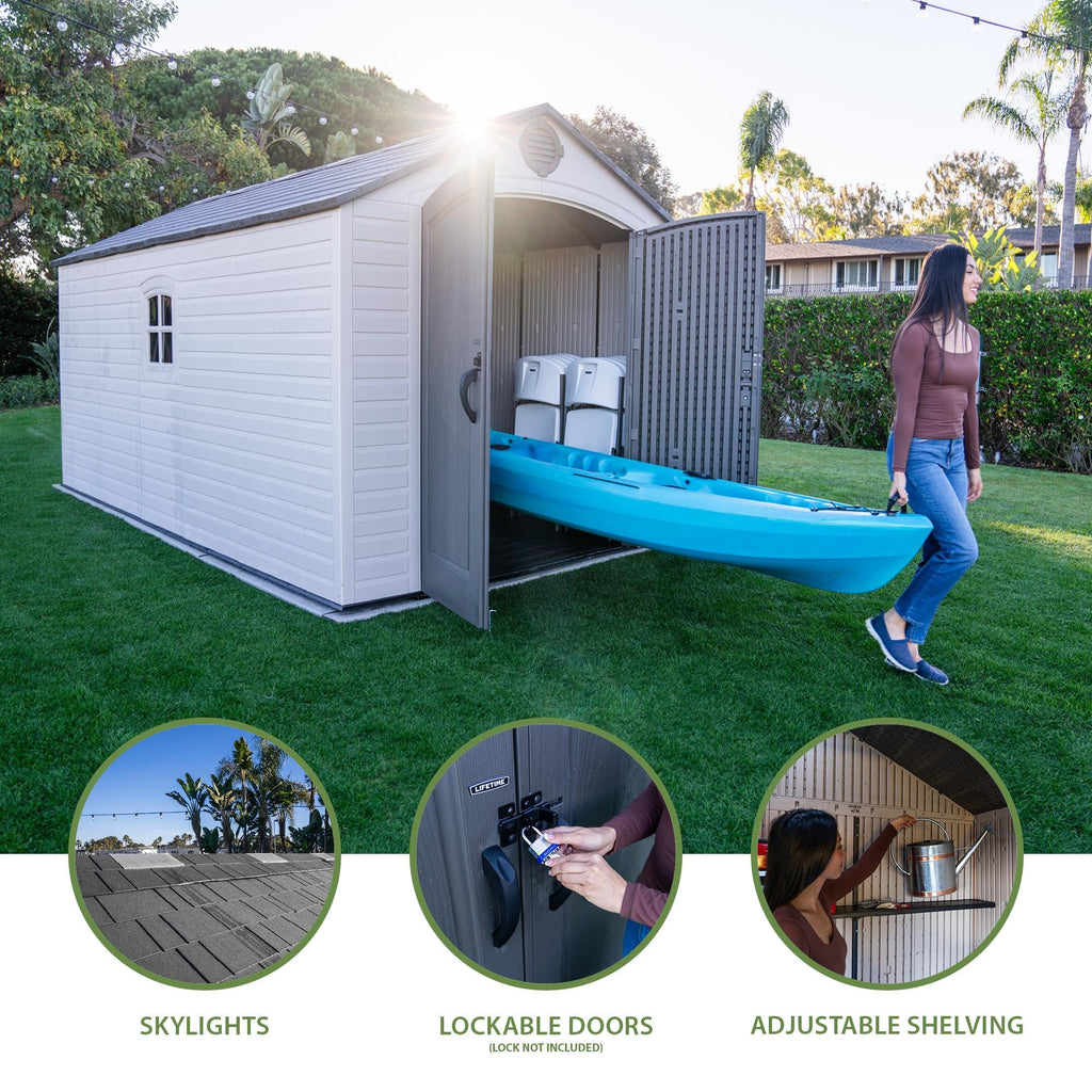 8x15 Ft Desert Sand Resin Outdoor Storage Shed C794485
