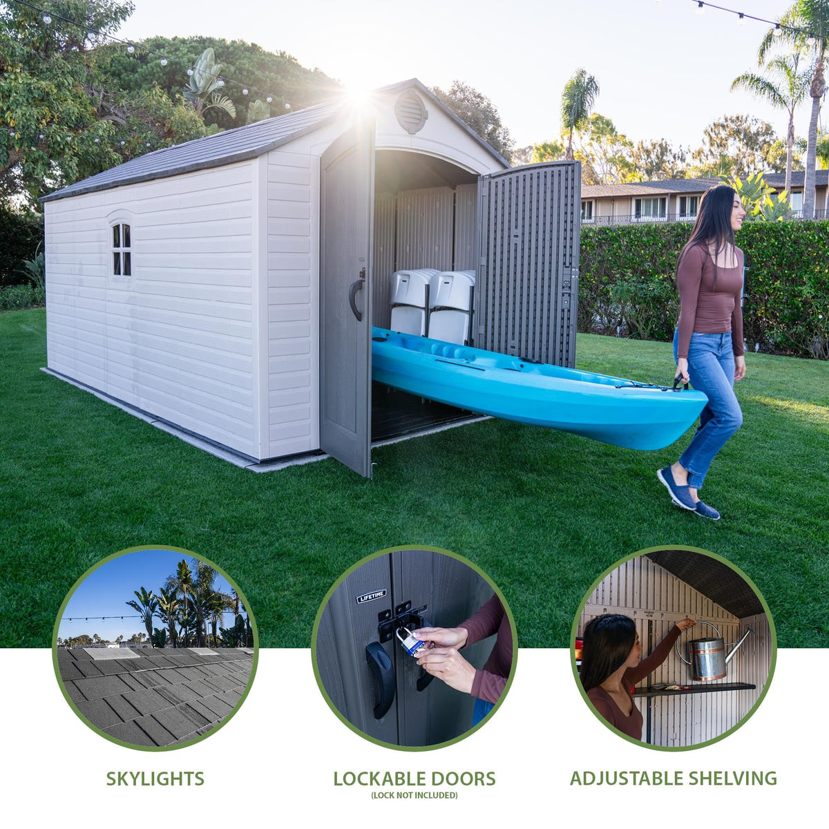 8x15 Ft Desert Sand Resin Outdoor Storage Shed C794485