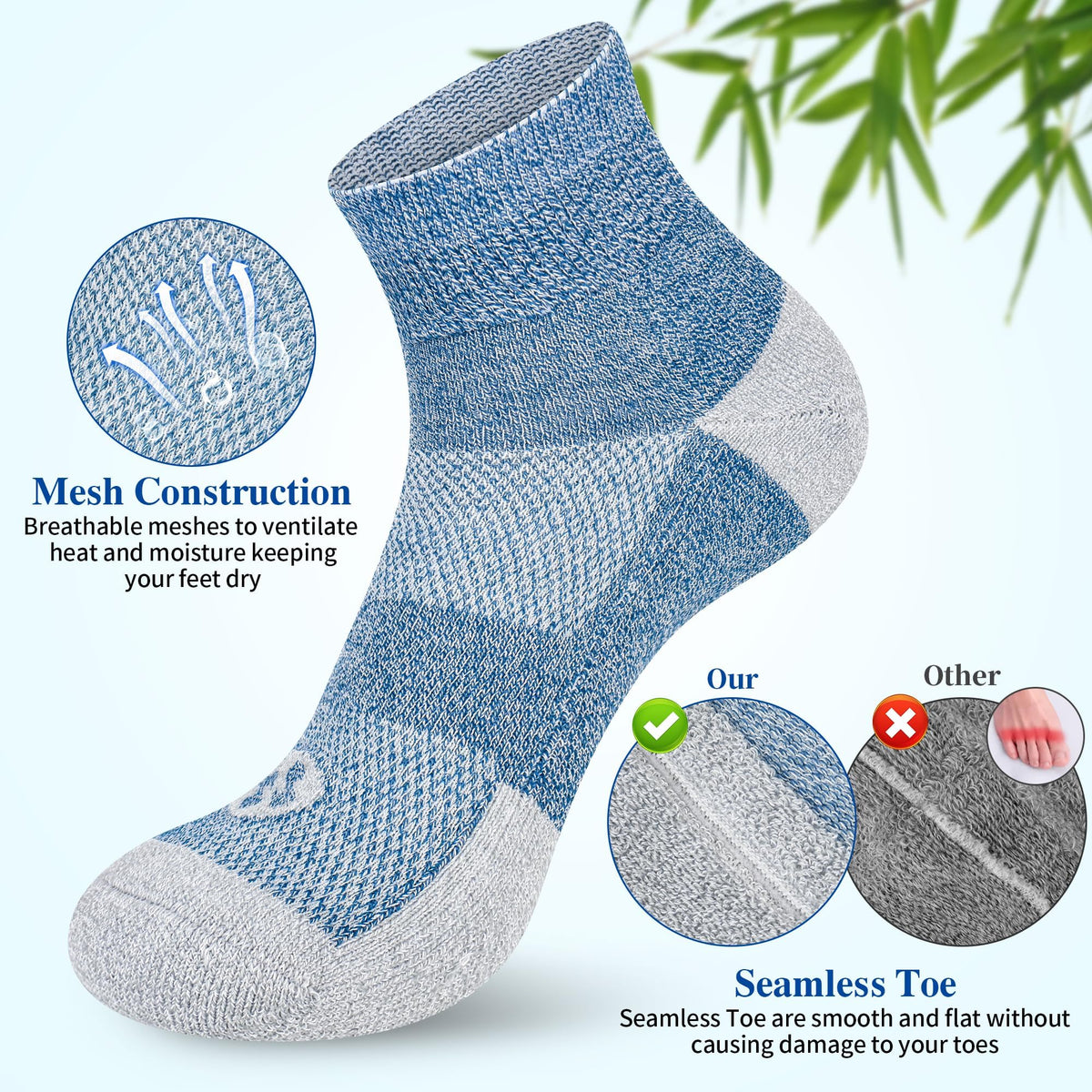 Diabetic Socks for Men, 10 Pairs Ankle & Low Cut Size 9-15 C964118