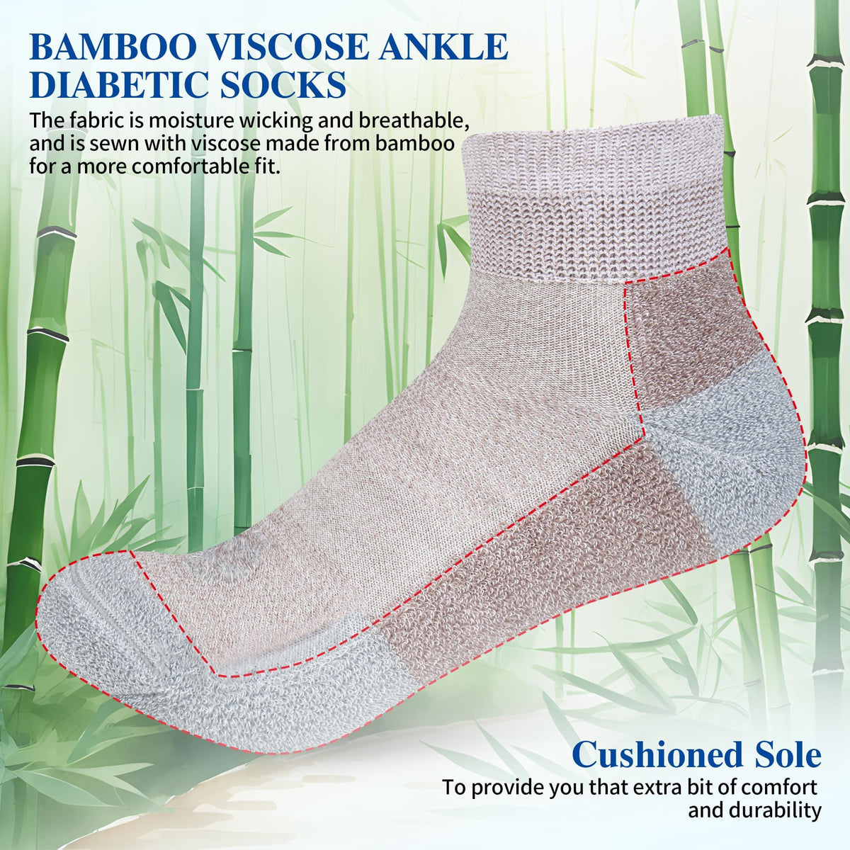 Diabetic Socks for Men, 10 Pairs Ankle & Low Cut Size 9-15 C964118