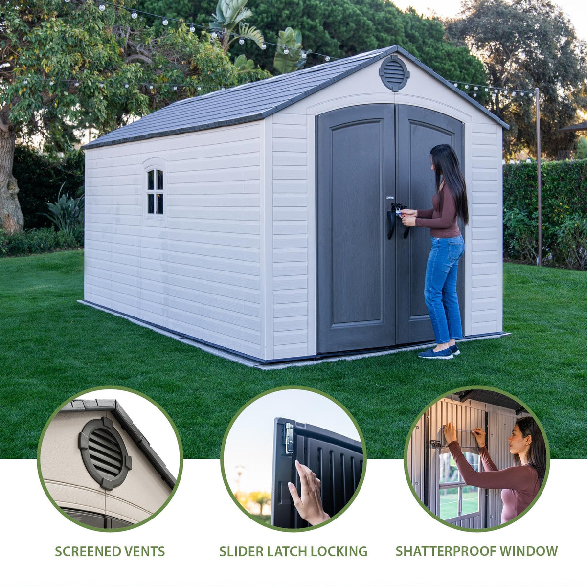 8x15 Ft Desert Sand Resin Outdoor Storage Shed C794485