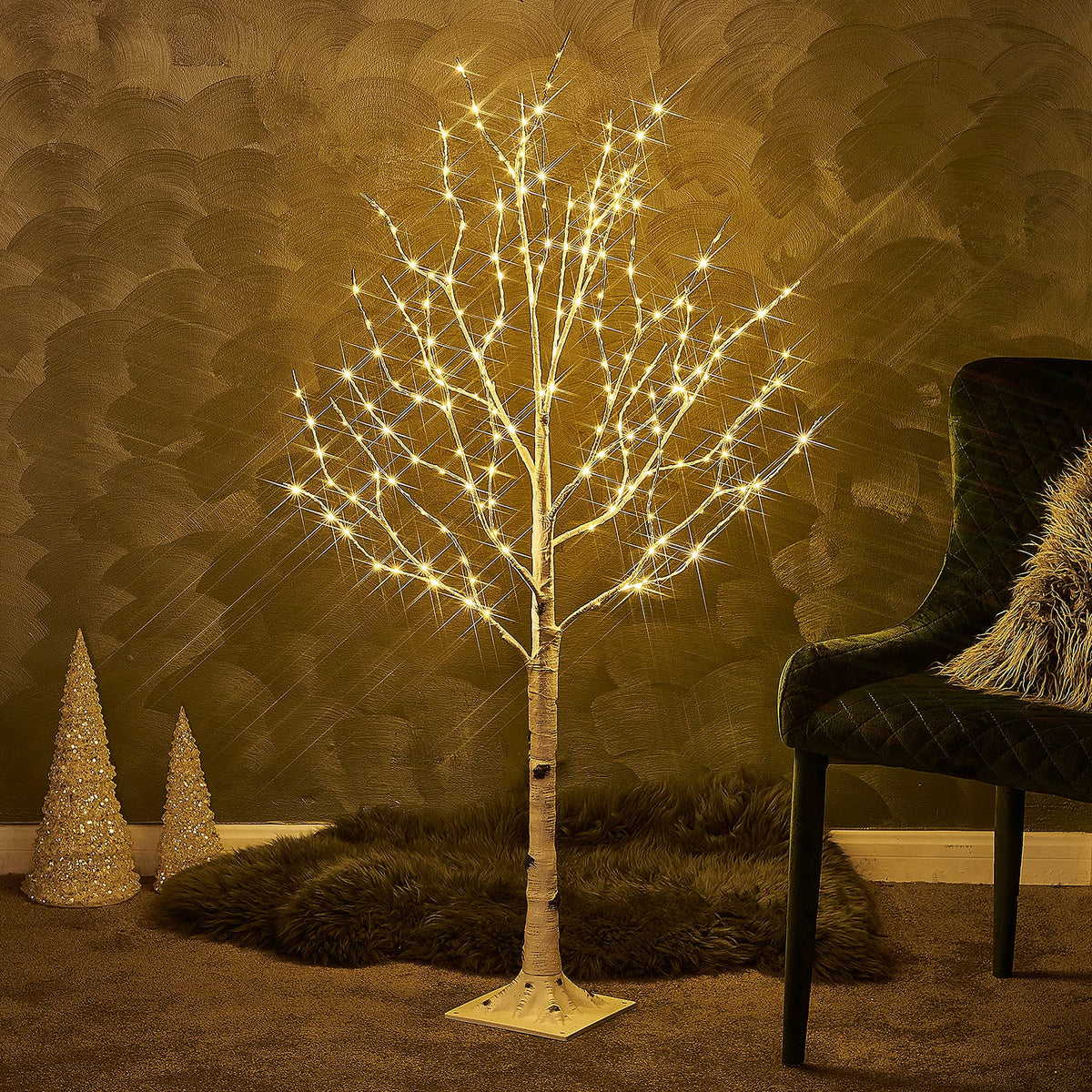 4FT 200L Warm White LED Birch Tree U521