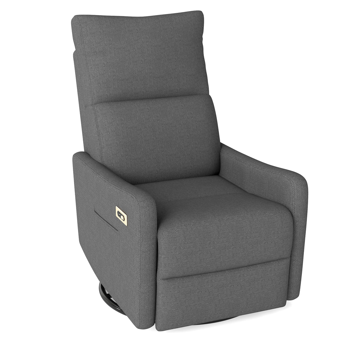 29" Electric Power Swivel Rocking Recliner Chair Dark Gray C425