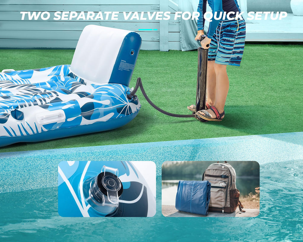 Inflatable Pool Lounger with Cupholder Backrest W45314