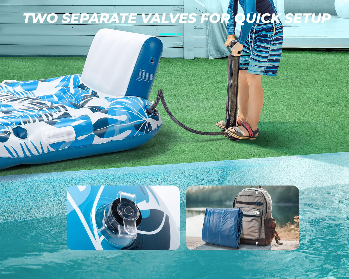 Inflatable Pool Lounger with Cupholder Backrest W45314