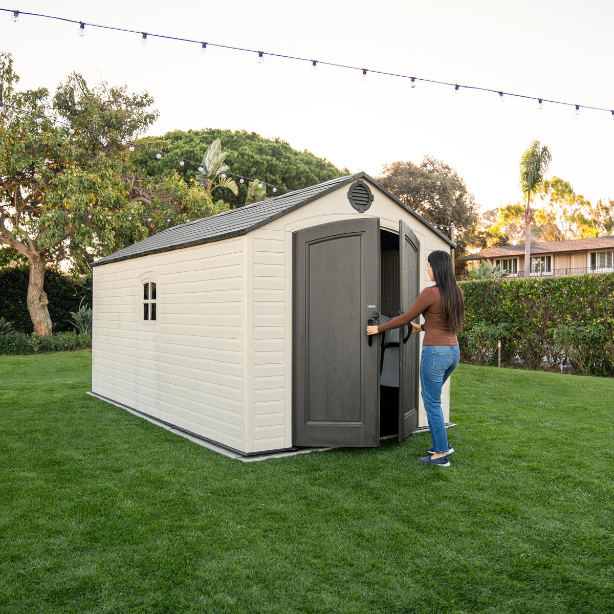 8x15 Ft Desert Sand Resin Outdoor Storage Shed C794485