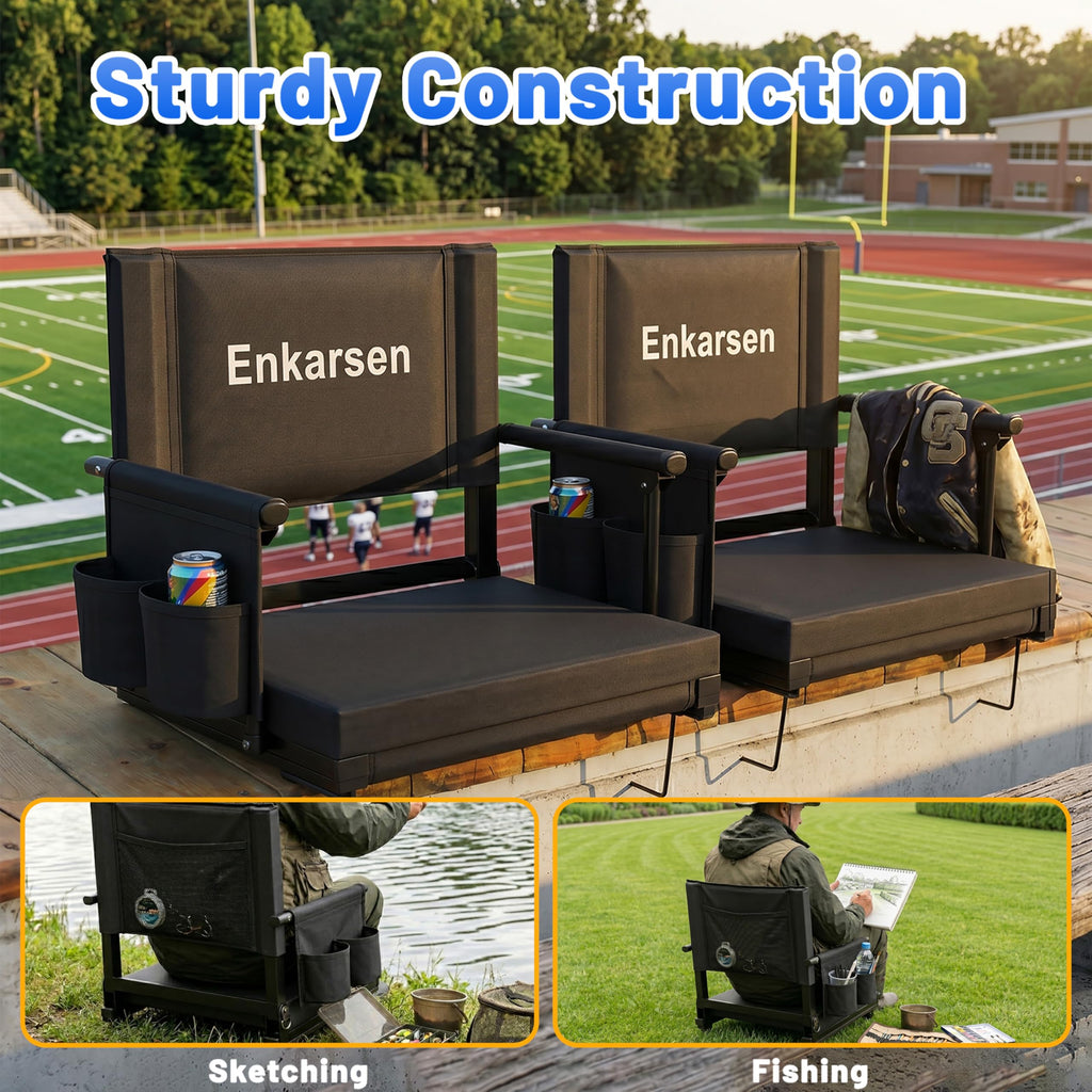 Portable Stadium Seat with Armrests & Cup Holder I7048