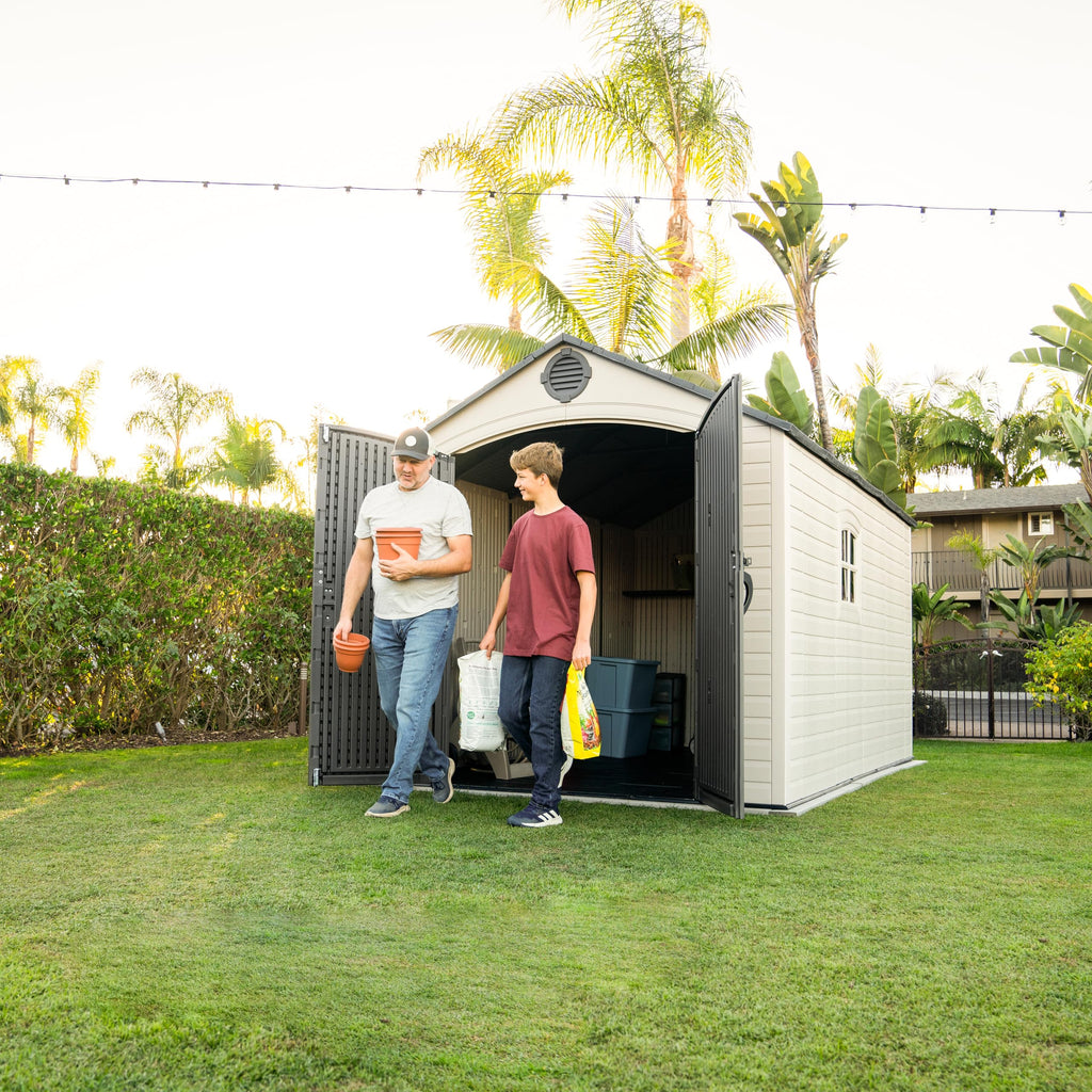 8x15 Ft Desert Sand Resin Outdoor Storage Shed C794485